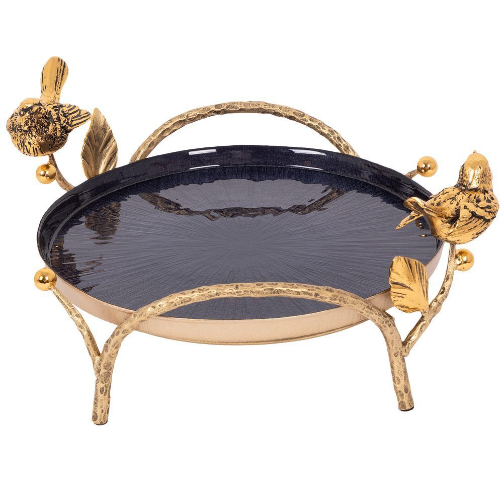 Фруктовница-конфетница Терра (поднос) Бронза Синий