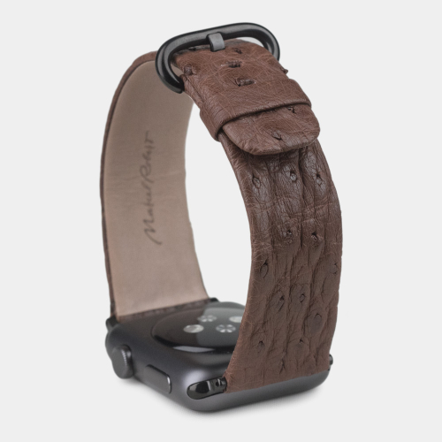 Ремешок для Apple Watch 44/45/46 mm из кожи страуса, коричневого цвета