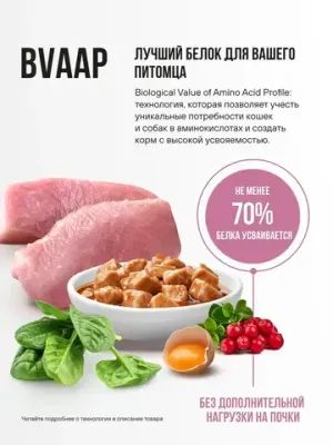 кусочки в соусе для здоровой кожи и шерсти кошек, с индейкой и шпинатом