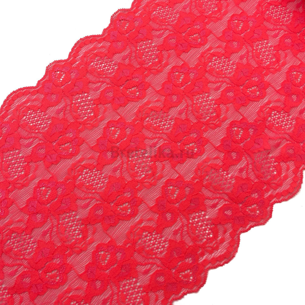 Кружево эластичное ярко-коралловое 23 см