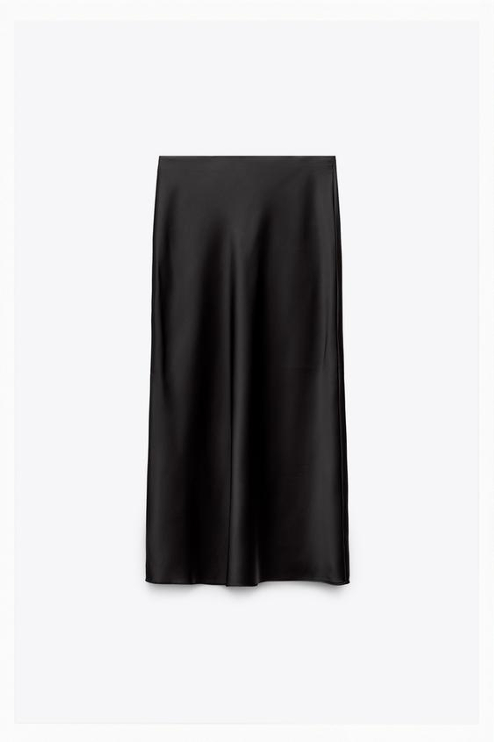 ZARA АТЛАСНАЯ ЮБКА МИДИ, ЧЕРНЫЙ