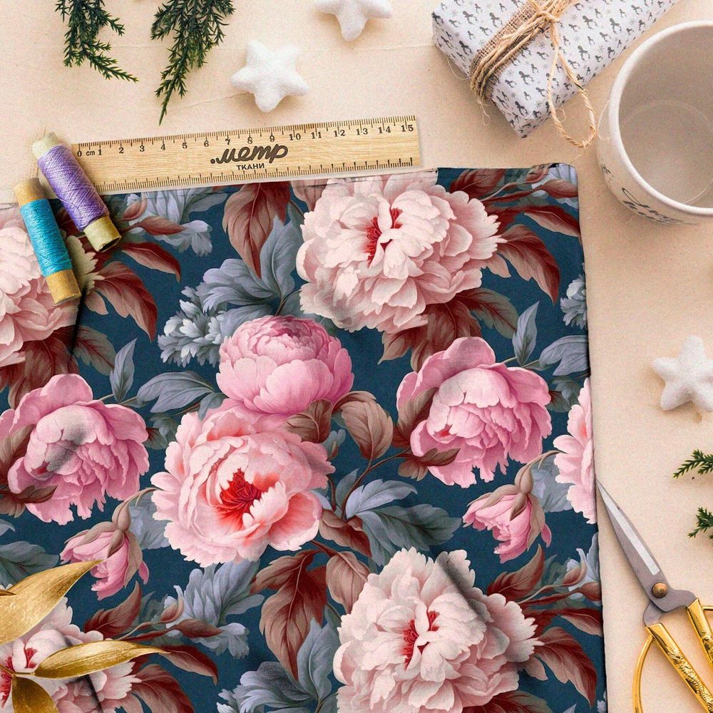 Ткань премиум атлас сказочный розарий