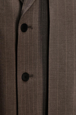 ZARA БЛЕЙЗЕР OVERSIZE В ПОЛОСКУ ИЗ ДВОЙНОЙ ТКАНИ, КОРИЧНЕВЫЙ/ЭКРЮ