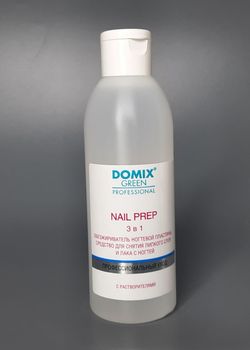 Domix NAIL PREP 3 в 1 Обезжириватель ногтевой пластины и средство для снятия липкого слоя, 200мл