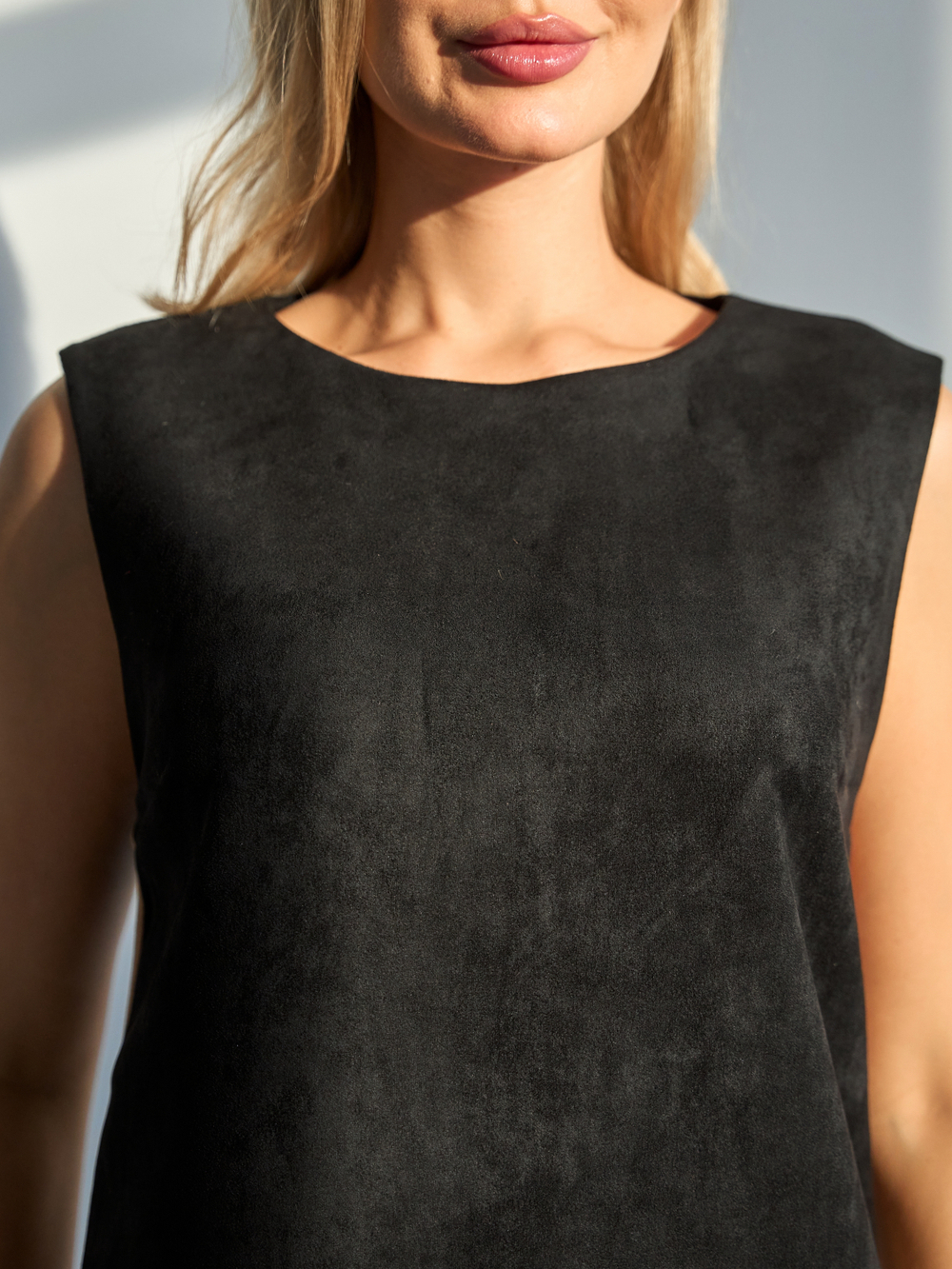 Платье сарафан офисный замшевый