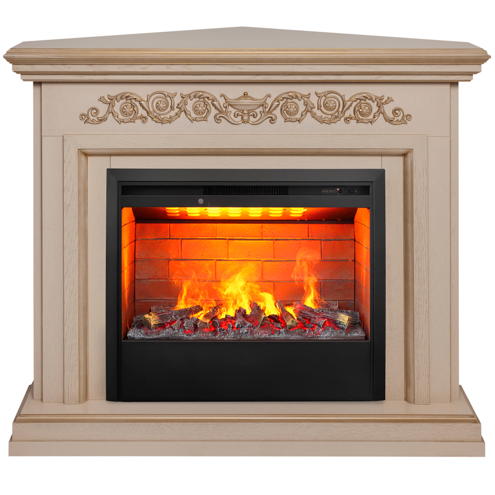 Каминокомплект Real Flame Leticia Corner 26 WT-619G с очагом 3D Helios 26 (угловой)