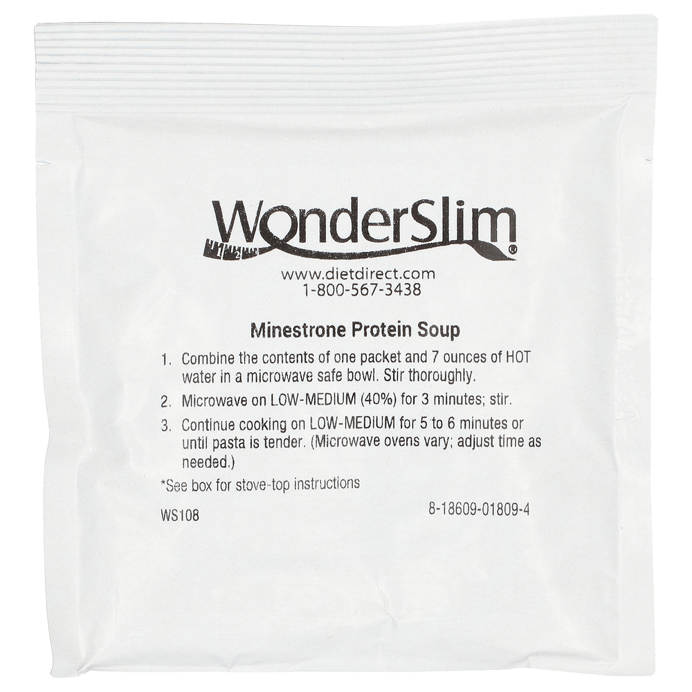 WonderSlim, протеиновый суп, минестроне, 7 пакетиков по 28 г