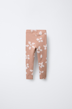 ZARA ЛЕГИНСЫ В РУБЧИК С ЦВЕТОЧНЫМ ПРИНТОМ, ЗЕМЛЯНОЙ