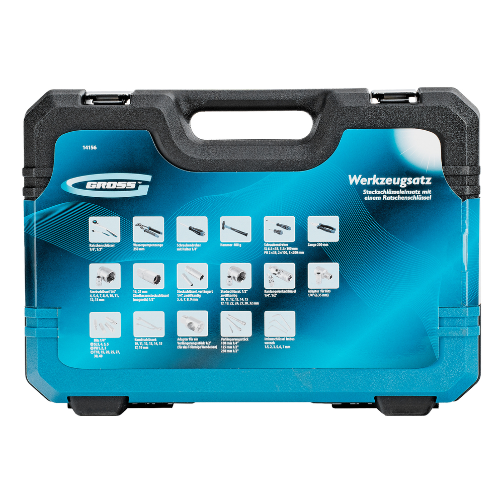 Набор инструментов, 1/4", 1/2", CrV, 120 зубьев, 76 предметов Gross