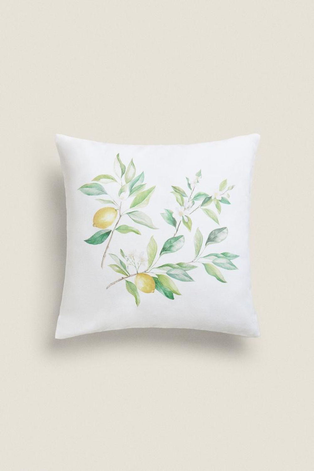 ZARA HOME ЧЕХОЛ ДЛЯ ДЕКОРАТИВНОЙ ПОДУШКИ С ПРИНТОМ «ЛИМОНЫ», БЕЛЫЙ