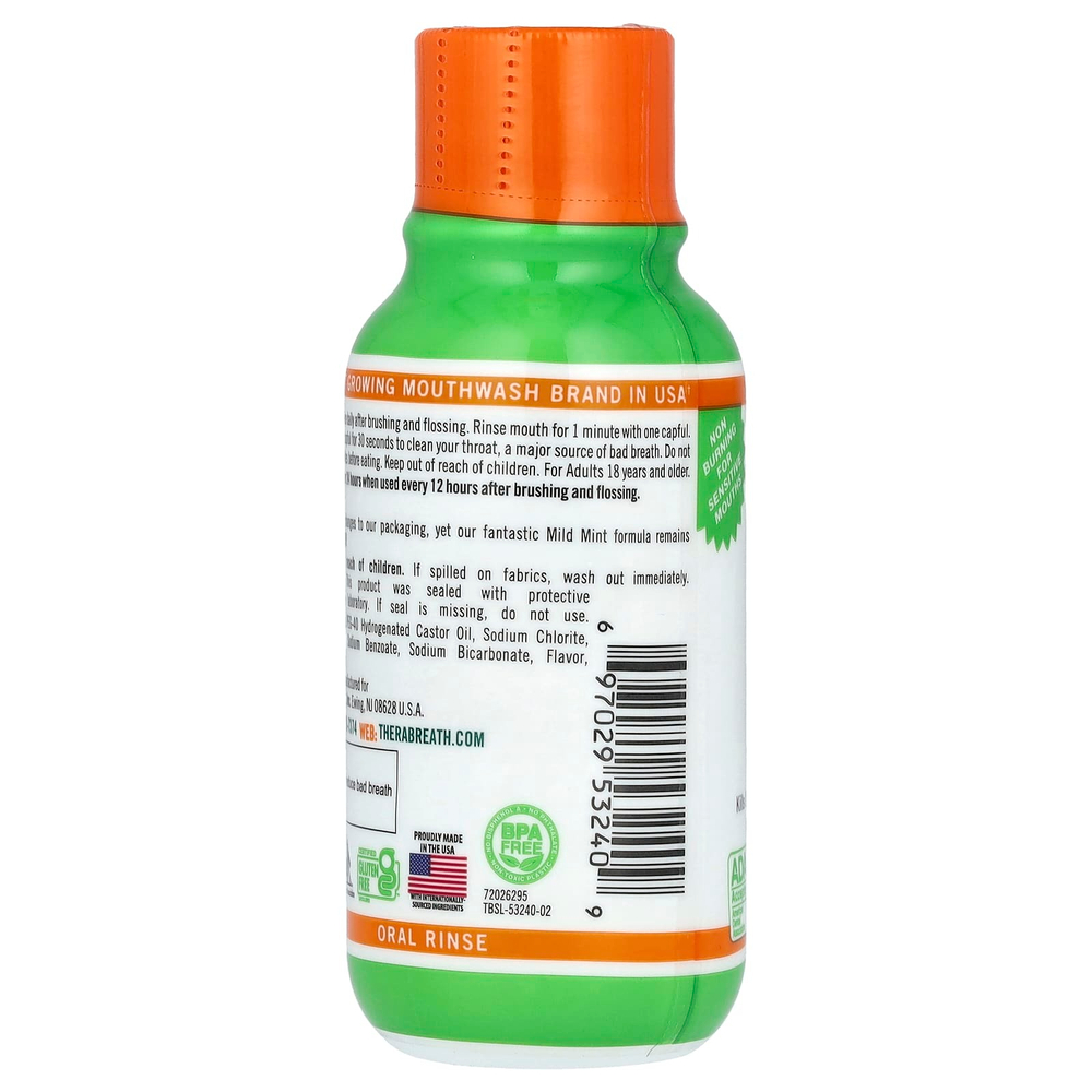 TheraBreath, Ополаскиватель для рта Fresh Breath, мягкий вкус мяты, 3 жидких унции (88,7 мл)