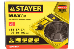 Набор кольцевых коронок по дереву MASTER (8 шт; 51-102 мм) STAYER 29600-H8