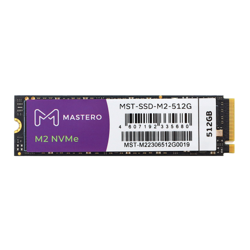 SSD Mastero 512Гб, M.2 2280, NVMe, Retail, TLC, PCIe3.0, Чтение:3300мб/с, Запись:2700мб/с (MST-SSD-M2-512G)