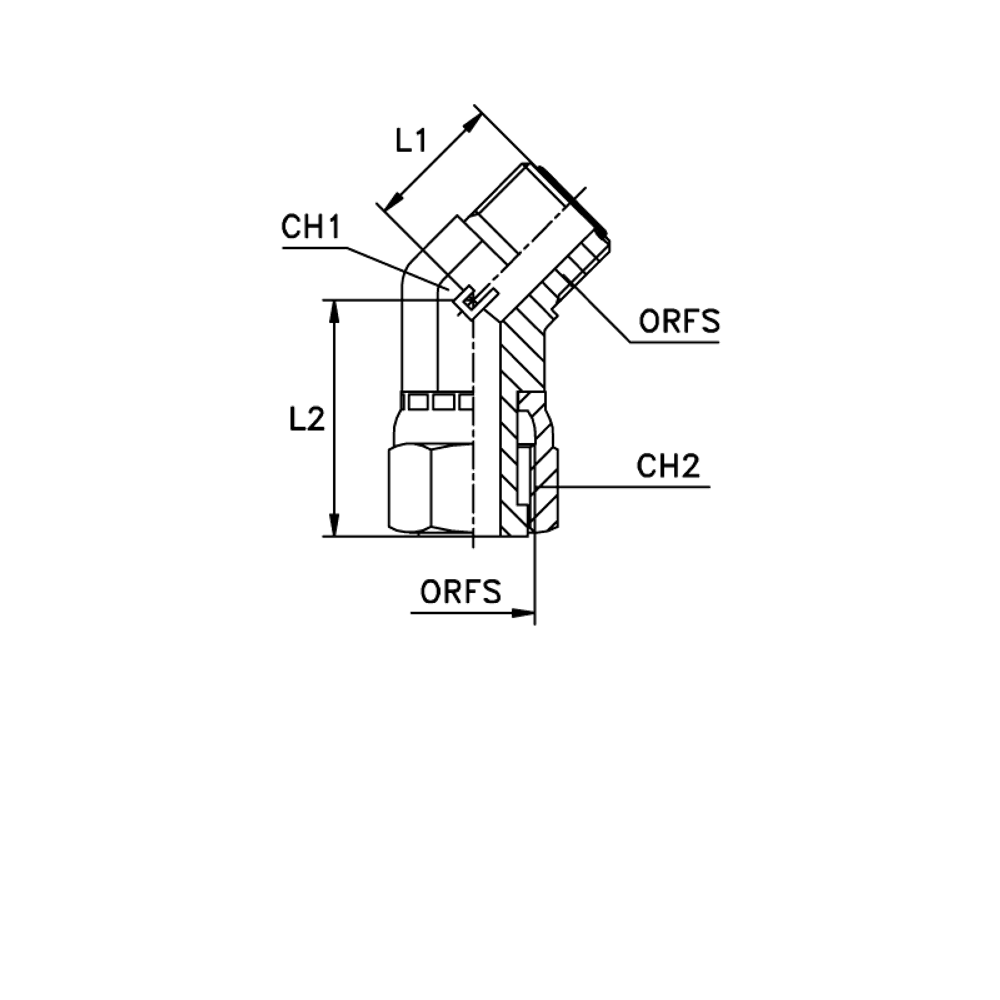 Соединение FN45 D06 ORFS 9/16 (обжатая гайка)