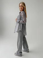 Рубашка LJHY 9268 однотонная свободная с майкой в комплекте