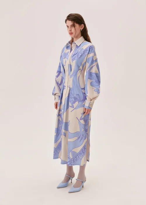 Платье-макси LOVERS бежево-голубого цвета