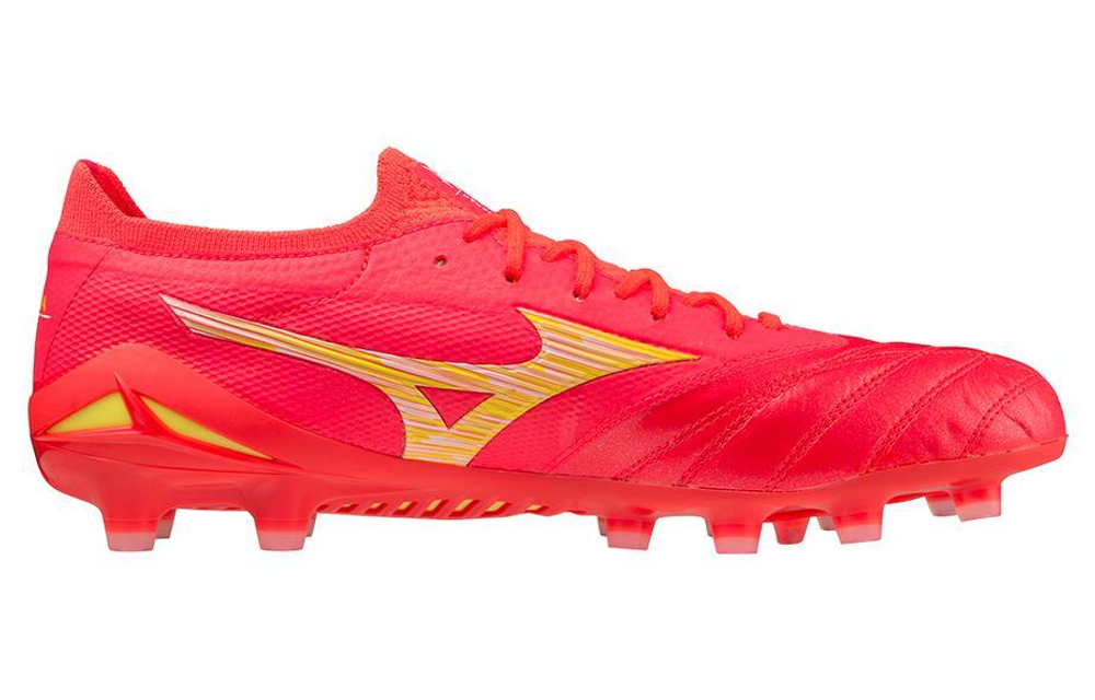 Mizuno Morelia Neo IV Beta Japan round head lace-up FG (rubber long nails) non-slip wear-resistant football shoes men's red and yellow