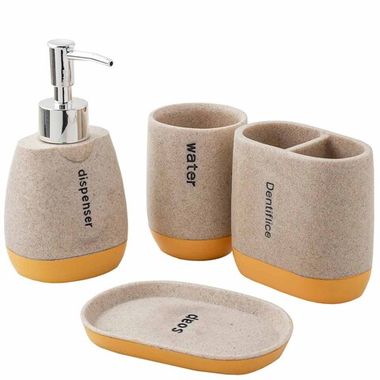 Набор для ванной комнаты 4пр. (мыльница, дозатор для мыла, подставка для зубных щеток, подставка для косметических аксессуаров) La and Te beaute LT-BS-17