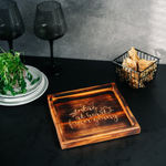 Менажница из кедра для подачи блюд и закусок с гравировкой "Stay at heart forever going"