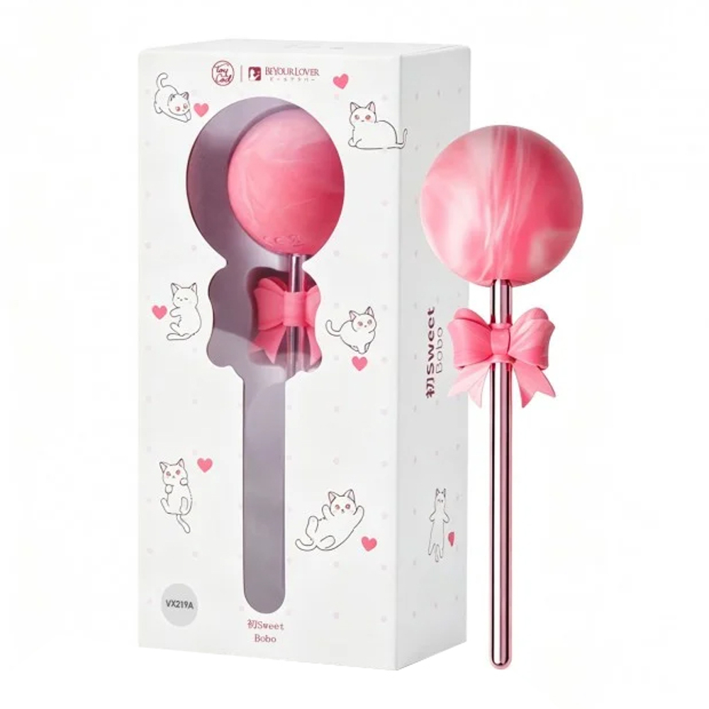 Мини вибростимулятор 12,3см в форме леденца на палочке BeYourLover Lollipop Vibrator Powerful Mini Wand Massager VX219A