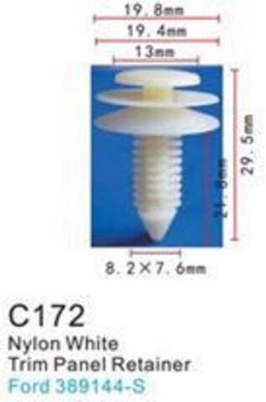 Клипса для крепления внутренней обшивки а/м Форд пластиковая (100шт/уп.) Forsage клипса C0172(Ford)