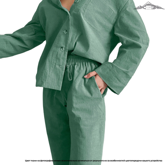 Вареный (стираный) хлопок, цв.Зелено-серый меланж | ш.250 см | 145 г/м² | хлопок-100%