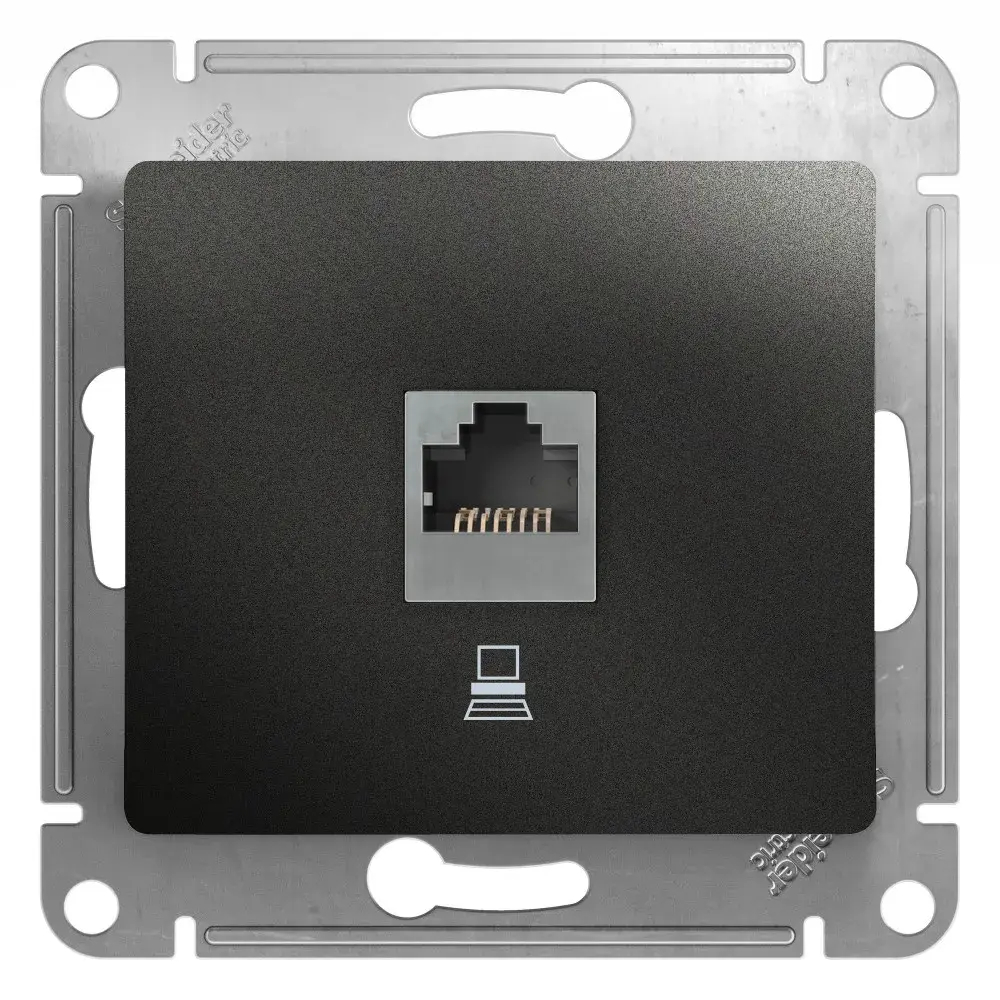 GLOSSA РОЗЕТКА компьютерная RJ45 кат. 5e, механизм, АНТРАЦИТ