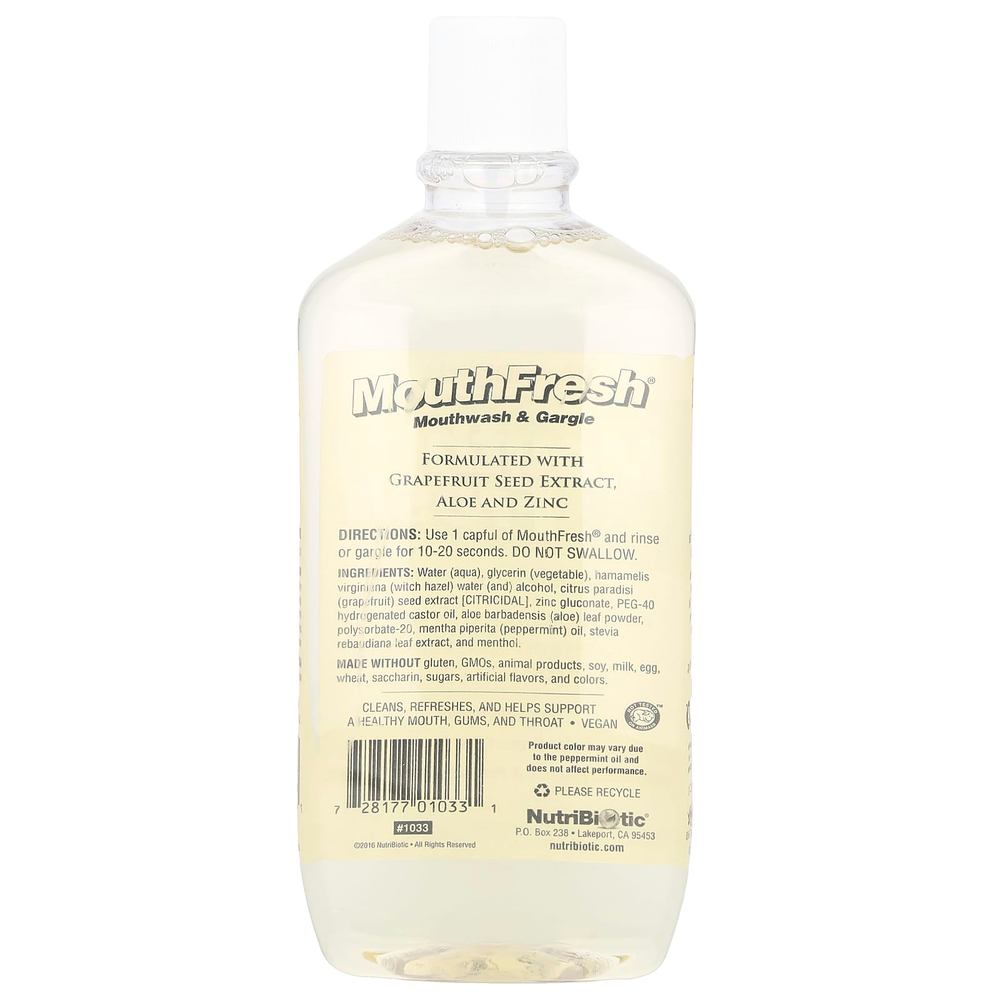 NutriBiotic, Mouth Fresh®, ополаскиватель для рта и полоскания, освежающая перечная мята, 473 мл (16 жидк. унций)