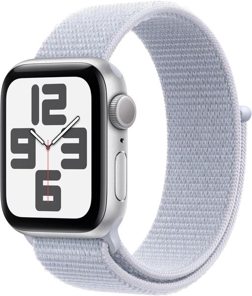 Умные часы Apple Watch SE 2024 40 мм из алюминия серебристого цвета, нейлоновый браслет дымчато-голубого цвета