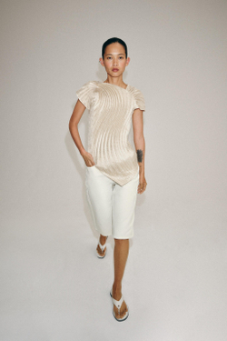 ZARA ПЛИССИРОВАННЫЙ ТОП — ZW COLLECTION, ЭКРЮ