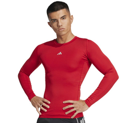 Мужская теннисная футболка с длинным рукавом Adidas Techfit Aeroready Long Sleeve - red