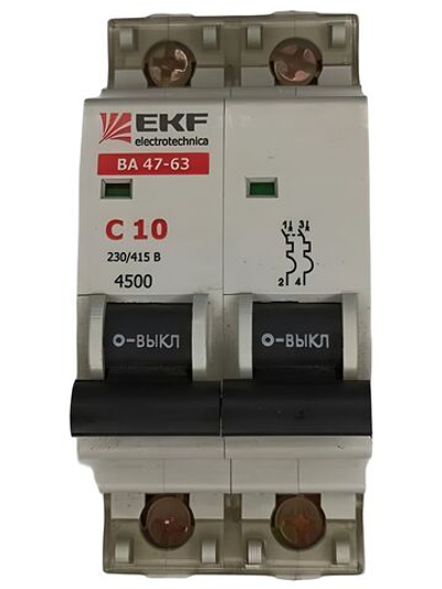 Автоматический выключатель 2P 10А (C) 4,5kA ВА 47-63 EKF. Товар уцененный