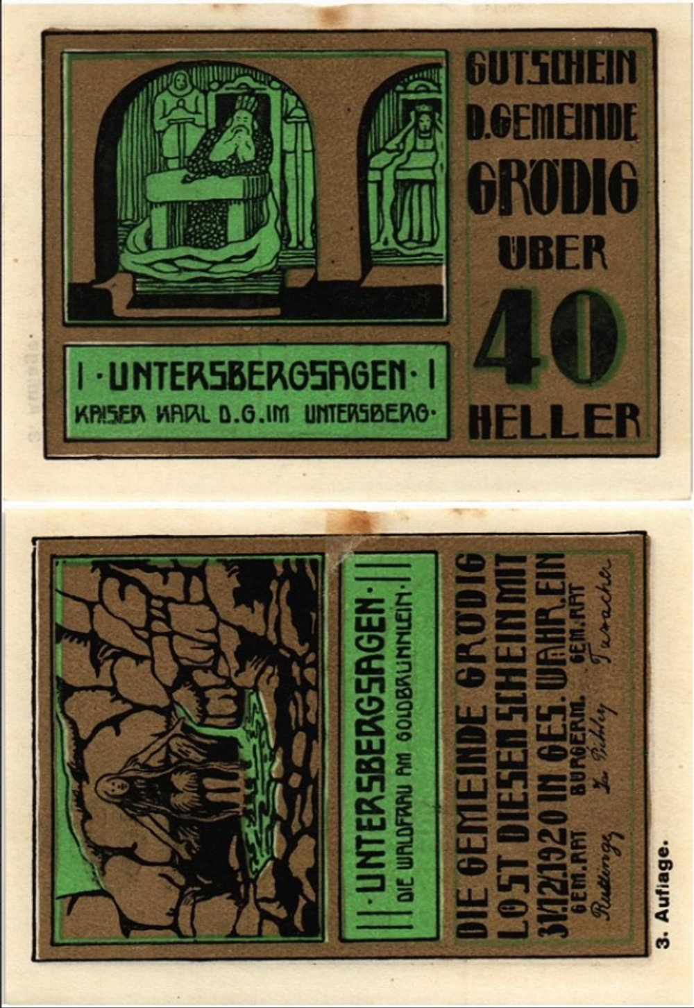 Австрия 40 геллеров 1920 Грёдиг aUNC