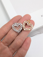 Подвеска сердце с фианитами, 19*18мм