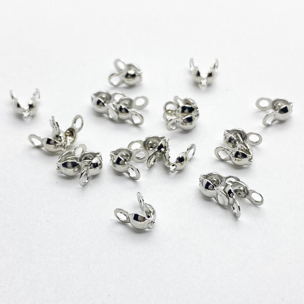 Каллоты, цвет серебро (родий), размер 6*3 мм, цена за 10 шт