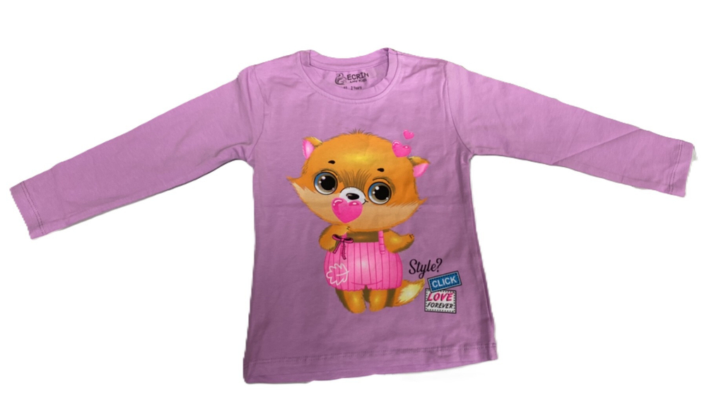 Лонгслив сиреневый с ярким принтом из хлопка турецкий на рост 104 см