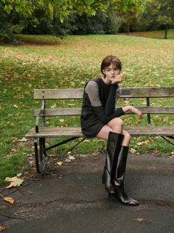 Massimo Dutti Футболка в полоску с короткими рукавами, коричневый