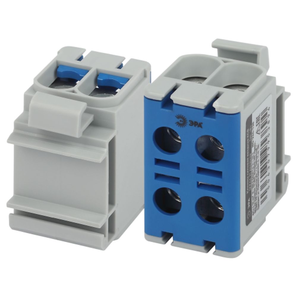 Клемма силовая вводная КСВ ЭРА NO-224-138 двойная KE66.2 6-50 мм2 синяя N | Клеммы силовые вводные КСВ, КВМ