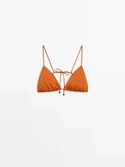 Massimo Dutti Бюстгальтер бикини с треугольными чашками и бретелями, оранжевый