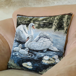 Декоративный гобеленовый чехол для интерьерной подушки Лебеди 47х47