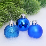 Новогодние шары 4 см (набор 24 шт) «Микс фактур», синий