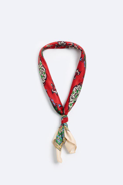 ZARA АТЛАСНАЯ БАНДАНА С ЦВЕТОЧНЫМ ПРИНТОМ, РАЗНОЦВЕТНЫЙ