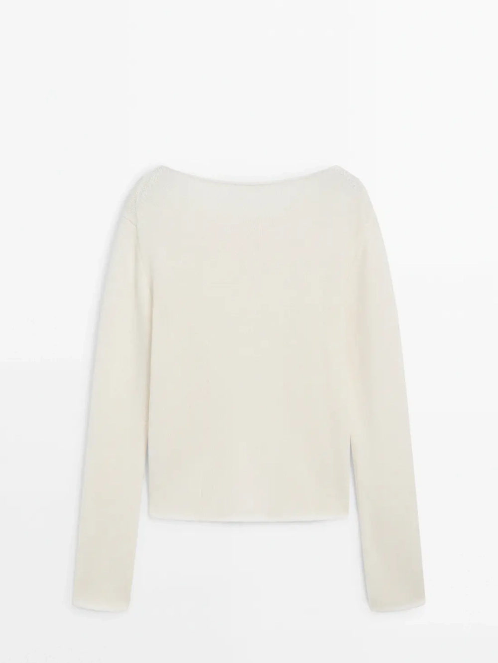 Massimo Dutti Свитер из тонкой шерсти с окантовкой, светло-бежевый