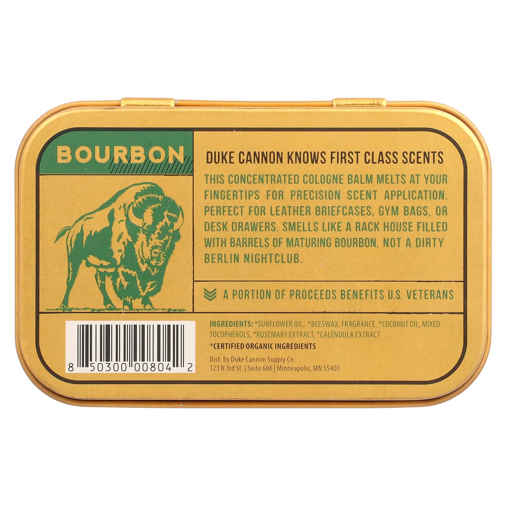 Duke Cannon Supply Co., твёрдый одеколон, бурбон, дубовая бочка, 40 г (1,5 унции)