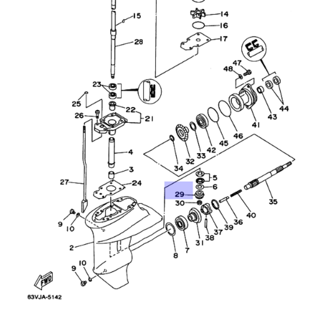 Шестерня вертикального вала 9.9-15/F9.9-F20