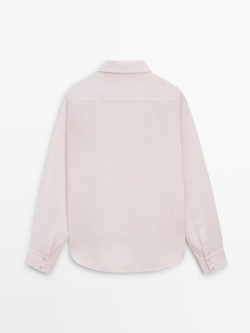 Massimo Dutti Свободная рубашка из 100% льна, розовый