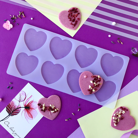 Силиконовый мат для отливки шоколада «Большие сердечки»
