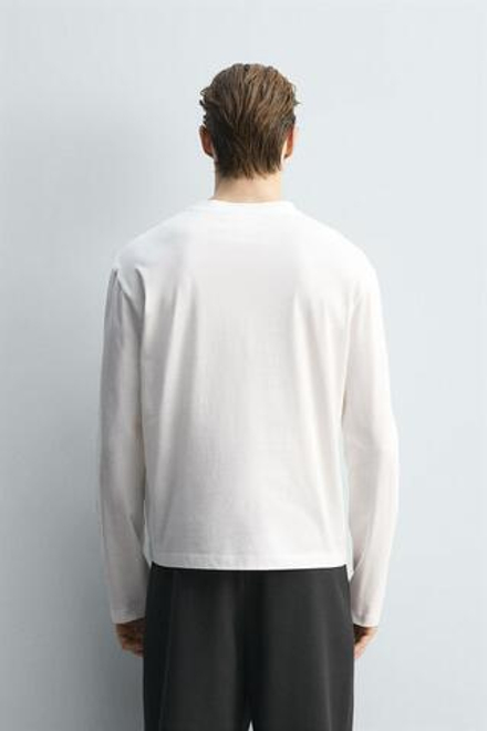 ZARA МЕРСЕРИЗОВАННАЯ ФУТБОЛКА С ДЛИННЫМИ РУКАВАМИ — LIMITED EDITION, БЕЛЫЙ