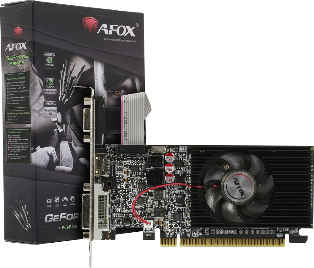 Видеокарта 512Mb PCI-E DDR3 AFOX AF210-512D3L3-V2 (RTL) D-Sub+DVI+HDMI GeForce G210