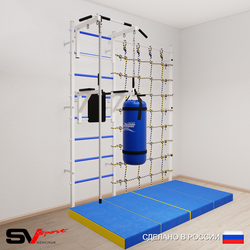 Шведская стенка Sv Sport 57070 (Турник стандарт/Брусья/Канат/Цепь/Мешок 30кг/Мат 2м/Канатный лаз)